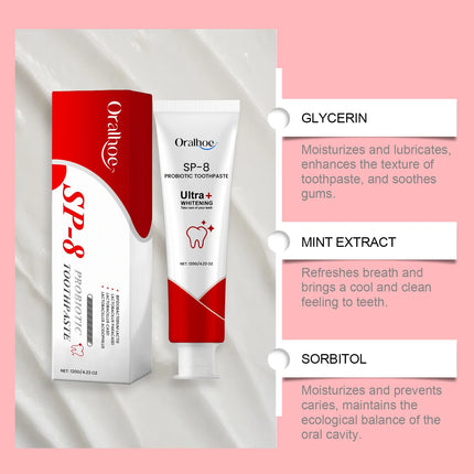 Probiotic Toothpaste Sp8 Mint Fresh Breath Remove Plaque Stains Prevent Periodontitis Teeth Keep Brighten Oral Care Toothpaste