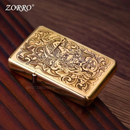 ZORRO 790 Genuine Ultra-thin Windproof Original Copper Lighter Double-sided Engraved Wheel Lighter Lighter Men's High-end Gifts