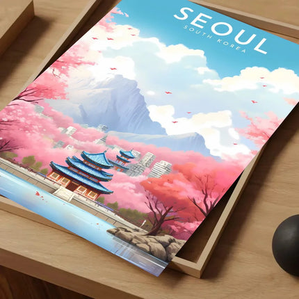 1pc South Korea Travel Poster Self-adhesive Art Waterproof Paper Sticker Coffee House Bar Room Wall Decor
