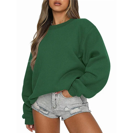 Spring Autumn Women's sweatshirt daily Casual Pullover Solid Color Sportswear comfort O-Neck Tops Loose long sleeve sweatshirt