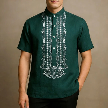 2026 Men's Linen Short Sleeve Shirt Ethnic Plant Totem HD Printed Shirt Hawaiian Outdoor Fishing Men's Clothing Fast Shipping
