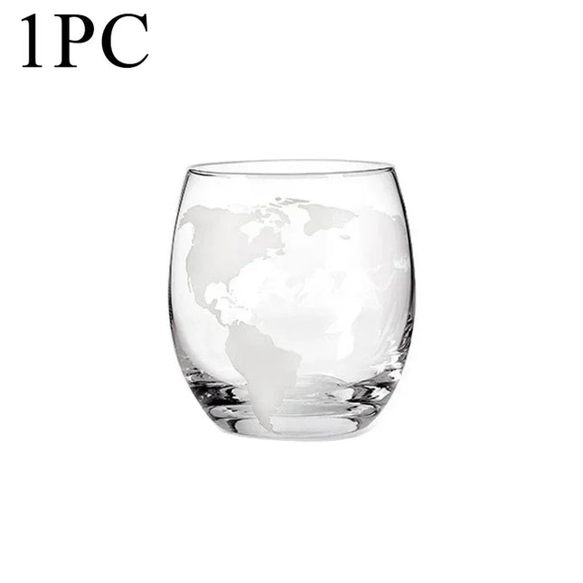 Creative Globe Decanter Set with Lead-free Carafe Exquisite Wood-stand and 2 Whisky Glasses Whiskey Decanter Globe Grade Gift