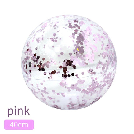 40CM Glitter Inflatable Beach Ball Transparent PVC Sparkle Water Toy 7 Colors Trendy Summer Beach Pool Party Outdoor Play for Ki