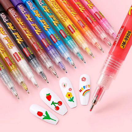 3-18pcs/set Nail Art Graffiti Pen Nail Marker Drawing Abstract Lines Fine Detail Floral Design Waterproof Nail Painting Manicure