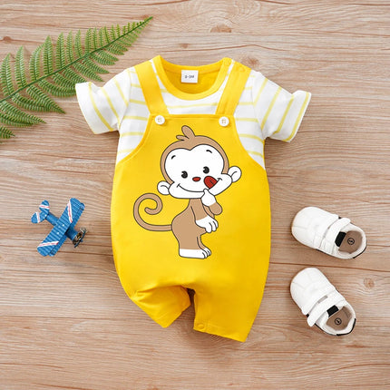 Newborn Baby Clothes Animal-Yellow monkey Fashion Infant Jumpsuit Toddler Short Sleeve One-piece Pajamas Bodysuit Summer Romper