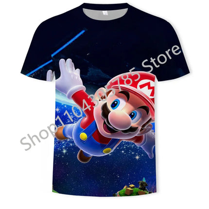 Super Mario Boys Girls Clothes Princess Peach Luigi T-shirt Cool Comfortable Sweat Absorption Short-sleeved Top Baby Show Gifts