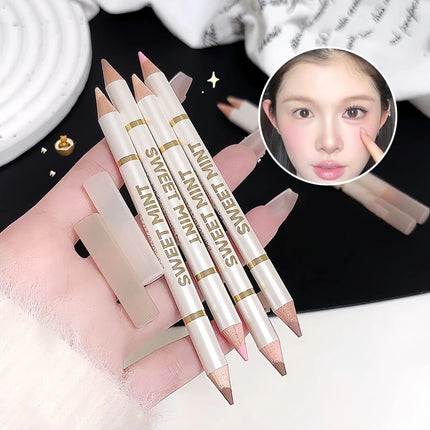 2-in-1 Apricot Pink Matte Under Eye Pencil Aegyo Sal Matte White Highlighter Lying Silkworm Pen Eye Makeup Easy To Use Eyeshadow