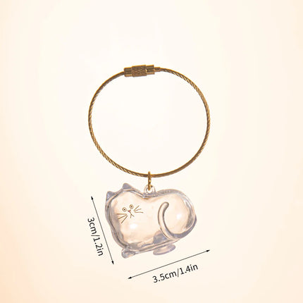 Cat Hair Memorial Storage Keychain Cat Fur Container Pets Cat Fur Collector Capsule Keyring Kitty Hair Hanging Pendants
