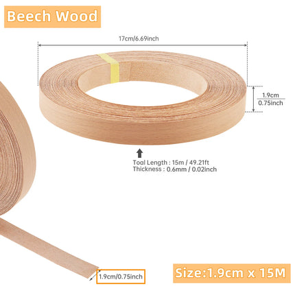 1.9cm/5cm x15M Hot Melt Adhesive Furniture Tape Melamine Edge Banding Strip/ Real Wood Pre Glued Veneer Sheet Cabinet Edge Decor