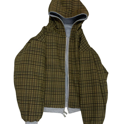 Mauroicardi Autumn Oversized Reversible Hoodies Men Loose Casual Luxury Designer Clothes Hoodie with Plaid Lining Sweatshirt