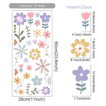 Cartoon Flowers Wall Stickers for Kids Room Wall Decals Living Room Furniture Baby Room Decor Bedroom Decoration