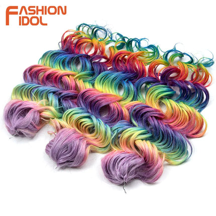 FASHION IDOL 24inch 300g Deep Wavy Crochet Hair Synthetic Twist Curly Hair Crochet Braids Ombre Rainbow Braiding Hair Extensions