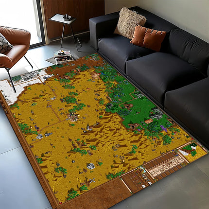 3D HOMM3 Heroes of Might and Magic Map Treasure Chest Retro Game Carpet Rug for Living Room Bedroom Home Sofa, Non-slip Floor Mat