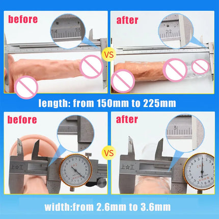 S/M/L Penis Enlargement Sleeve Reusable Condom Dick Extender Sleeve Delayed Ejaculation Sex Toys for Men Couples Sex Shop