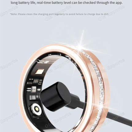 New Fashion Diamond Lady Smart Ring With Box Heart Rate Monitoring Application Controls Fitness Sports Women Health Smartring