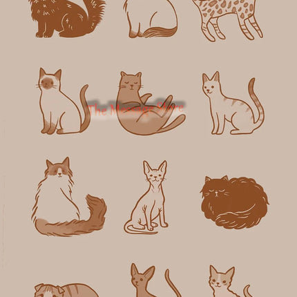 Funny Cats Cartoon Minimalist Drawing Lazy Cat in Bed Cozy Bedroom Pets Lovers Poster Canvas Painting Wall Pictures Home Decor