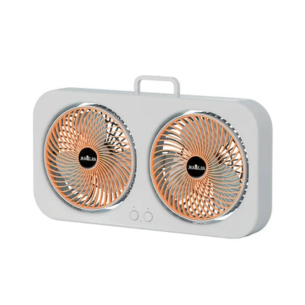 Dual Head USB Fan 360 Rotatable Blades Wall Mount or Freestanding Design Rechargeable Fan for Office Bedroom Outdoor Camping