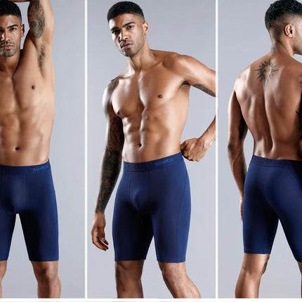 4-pack men's long boxer briefs plus size men's sexy long-leg cotton underpants fashion men's trunk briefs