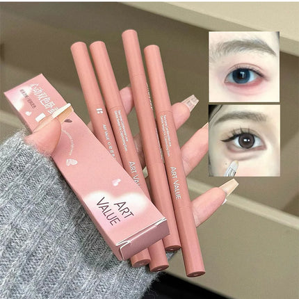 Bicolor Under Eyes Pen Double Ended Lying Silkworm Pencil Nude Lower Eyelid Contour Aegyo-sal Eyeliner Makeup with Detail Brush