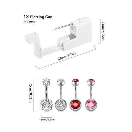 Stainless Steel Navel Piercing Kit with Alcohol Pad Disposable Piercing Tool for Belly Button Jewelry Body Piercing Kit