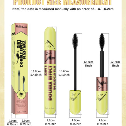 [Dual Brush Heads Brown Mascara] Waterproof Brown Mascara with Dual Brush Heads - Smudge-Proof, Clump-Free for Longer