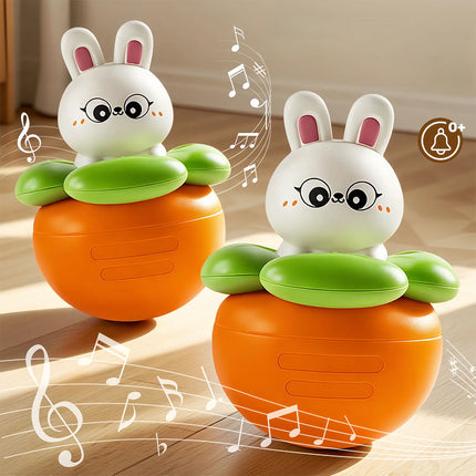 Baby Musical Tumbler Bunny Toy, Swing Rabbit Carrot Infant Toy 0-12M, Safe Soothing Tummy Time Early Education Baby Gifts