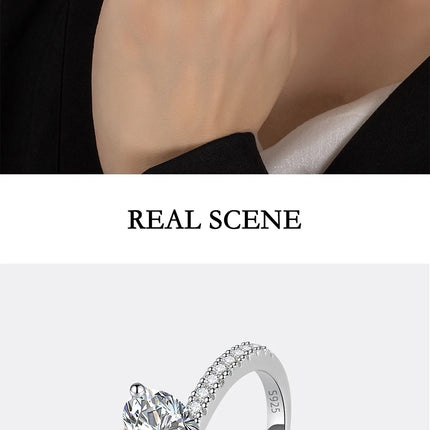 PERFANY 1/2CT Heart Cut Moissanite Ring for Women S925 Pure Silver Shiny Laboratory Diamond Engagement Luxury Jewelry