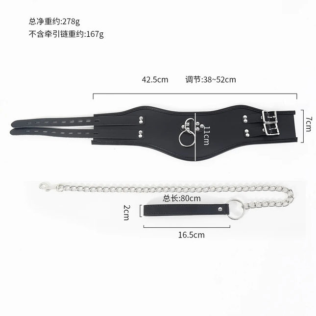 Leather BDSM Posture Collar,Slave Collars Chocker Sexual,Bondage Restraints,Sex Toys for Couples,Adult Games,Role Play