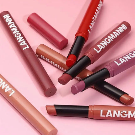 12 Color Matte Lipstick Pencil Waterproof Long Lasting Non-Stick Cup Lip Stain Tint Cosmetic Nude Lipstick Pen Makeup Cosmetics