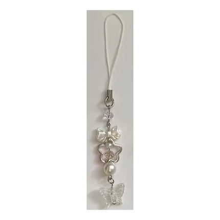 Handmade Butterfly Matching Phone Charm Pink and White Keychain Y2K Girl Friend Gift