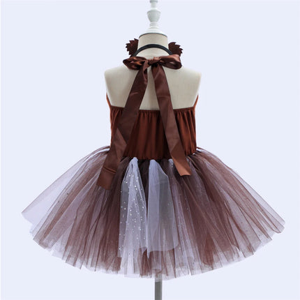 Girl Cartoon Raccoon Sloth Koala Piggy Rabbit Tutu Sling Dress Children Cosplay Festival Performance Dance Costume Headband Sets