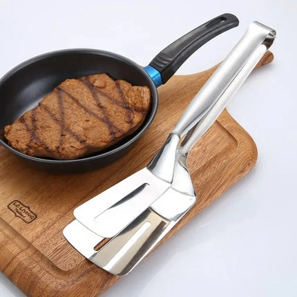 Stainless Steel Frying Shovel Clip Multifunctional Steak BBQ Tongs Frying Fish Spatula Clip Household Kitchen Tool Bread Clip