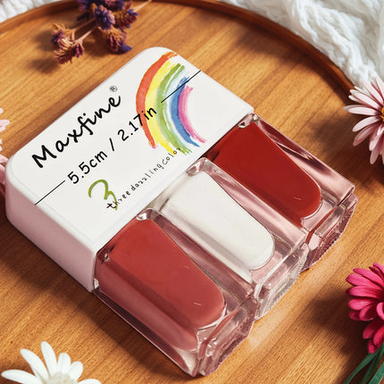 V07 Girl's Heart 3-Pack No-Bake Nail Polish Quick-Dry Long-Lasting Tearable Water-Based Three-Color Nail Polish Set
