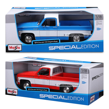 Maisto 1:18 1974 Chevrolet C10 Cheyenne Super pickup Alloy Car Model Static Die Casting Collection Gift Toy Gift Black base