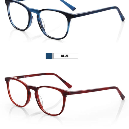 ZENOTTIC Acetate Prescription Glasses Men and Women Square Full-Rim Myopia Hyperopia Progressive Anti-Blue Light