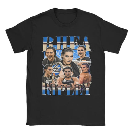 Rhea Ripley B4B Edition T Shirt Men's Cotton Clothes Harajuku  Round Neck Short Sleeve