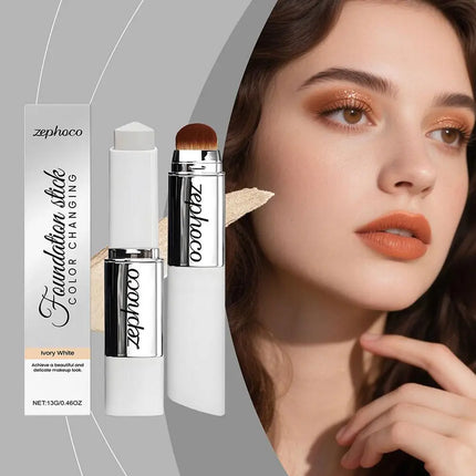 ZEPHOCO 2-in-1 Color Changing Foundation Stick Long Lasting Moisturizing Lightweight Foundation High Concealer Power Makeup