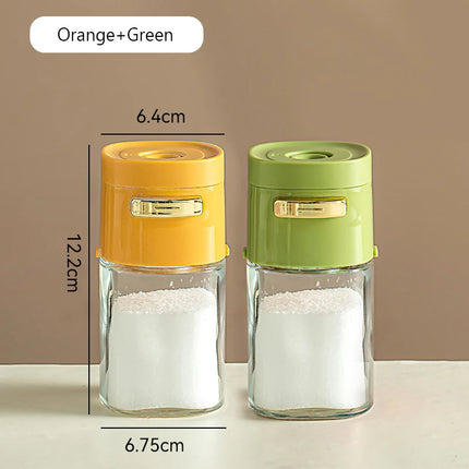 Kitchen Quantitative Salt Bottle Glass Sealed Moisture-Proof Seasoning Jar Outdoor Multi-Purpose Seasoning Box Can Adjustable