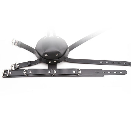 SM Leather Padded Hood Blindfold,Head Harness Mask Gag, BDSM Bondage ,Sex Toys For Couples Accessories