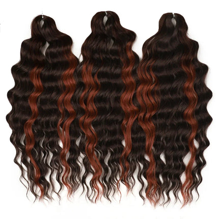 FREEDOM Synthetic Curly Braiding Hair Extensions 24 inch/60 cm Long Deep Wavy Twist Crochet Braids Hair Ombre Brown Rainbow Hair