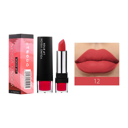 YOUNG VISION Matte Mist 12 Color Lipstick Velvet Non stick Cup Moisturizing Lipstick
