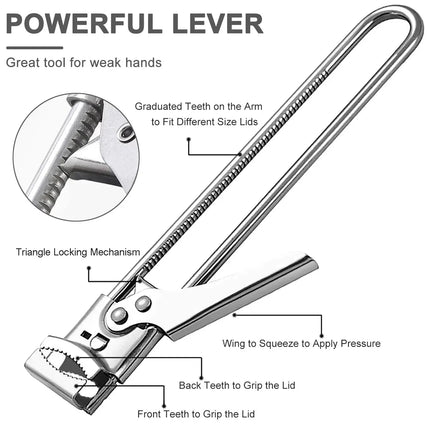 Adjustable Stainless Steel Non-Slip Multi-Functional Jar & Bottle Opener Ergonomic Heavy Duty Kitchen Tool