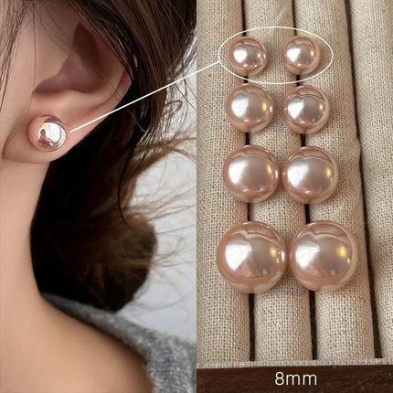 French Simple Pearl Silver Needle Earrings for Women Exquisite Imitation Pearl Elegant Stud Earrings Wedding Party Jewelry