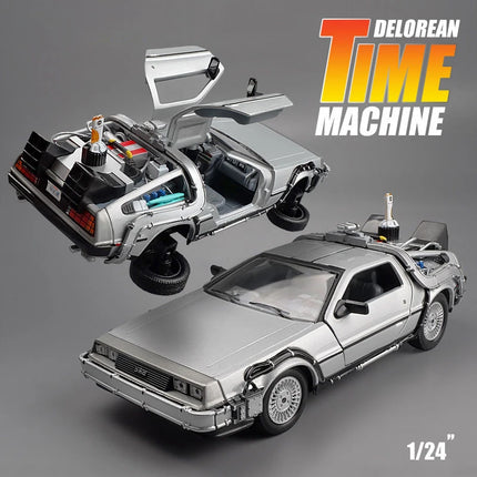 WELLY 1:24 Diecast Alloy Model Car DMC-12 delorean back to the future Time Machine Metal Toy Car For Kid Toy Gift Collection