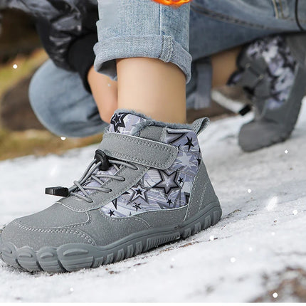 Waterproof Kids Barefoot Snow Boots 2025 New Wide Toe Winter Warm Fur Lined Shoes for Boys Girls Cold Weather Outdoor Sneakers