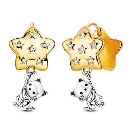 Women original 925 Silver Golden Glowing Firefly Stud Earring Bilayer Round Droplets Heart Gold Hoop Earrings Party Jewelry Gift