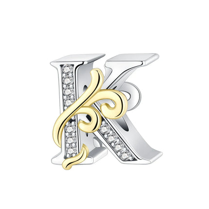 925 Sterling Silver  A-Z 26 English Letters Retro Fashion Pendant Fit Original Bracelet Charm Beads Necklace Diy Female Jewelry