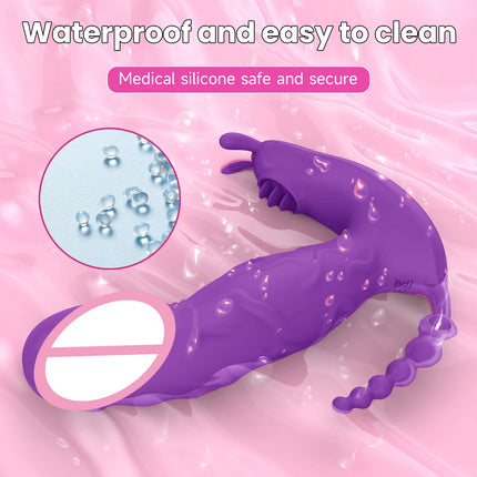 3 In 1 Wearable Panty Vibrator Dildo Sex Toy Masturbator G-Spot Clitoral Stimulator Massager for Female Couples Adults 18+