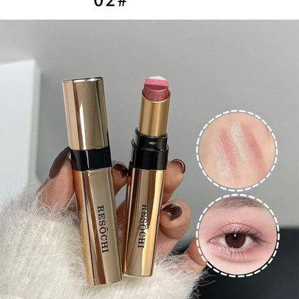 3 in 1 Pearly Highlighter Eyeshadow Stick Makeup Waterproof Long Lasting Glitter Eyeshadow Eyeliner Lazy Quick Makeup Cosmetics