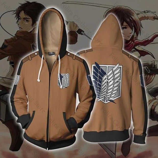 Anime Attack on Titan Series Print Hoodie Autumn Coat Hooded Zip-up Long Sleeve Tops Man Hoodie Hooded Shirt Men Sweatshirt